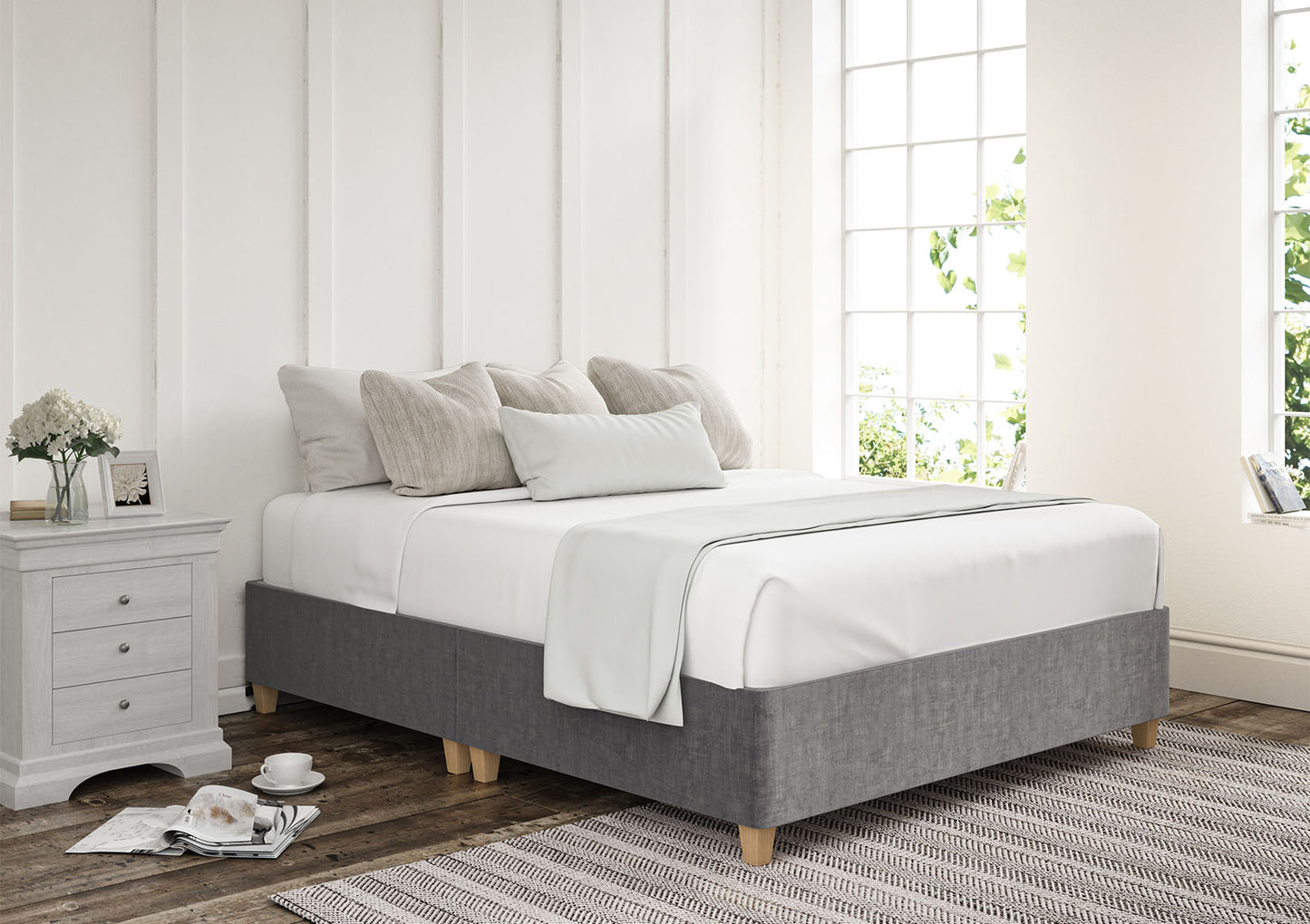 Shallow Upholstered Base On Legs Bed time4sleepadmin Single Heritage Steel