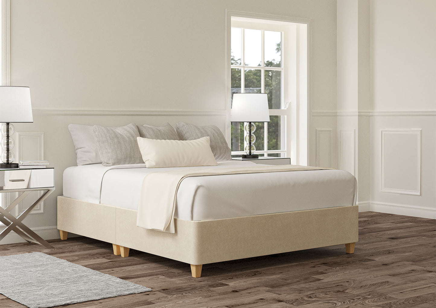Shallow Upholstered Base On Legs Bed time4sleepadmin Single Naples Cream