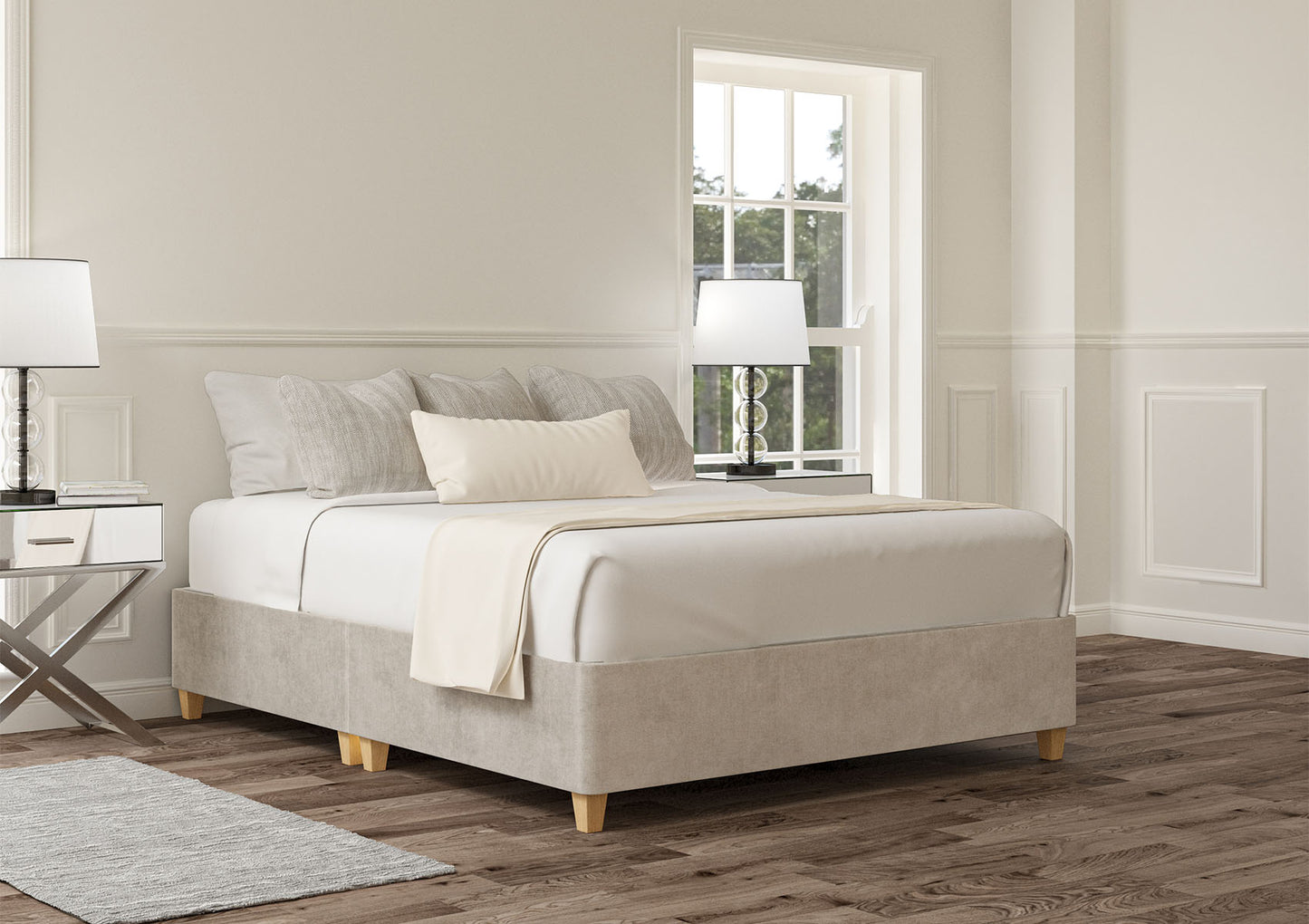 Shallow Upholstered Base On Legs Bed time4sleepadmin Single Verona Silver