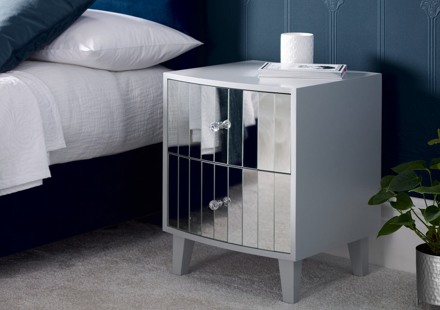 Sorrento 2 Drawer Mirror Bedside Furniture time4sleepadmin