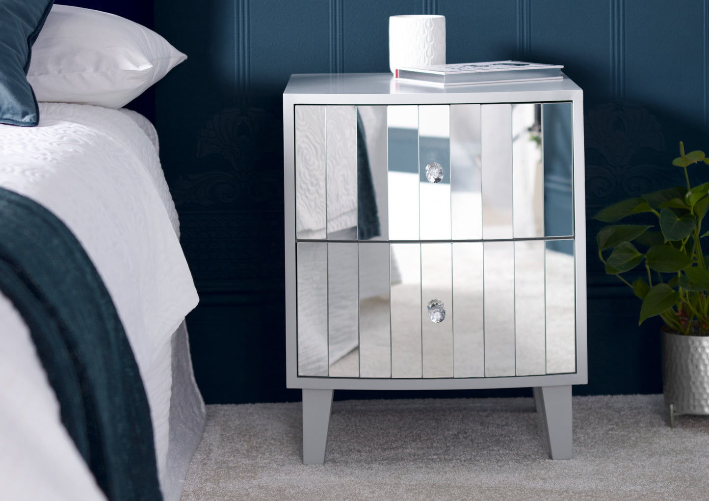 Sorrento 2 Drawer Mirror Bedside Furniture time4sleepadmin