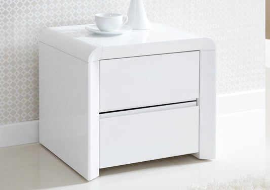 Ice High Gloss 2 Drawer Bedside - White Furniture time4sleepadmin