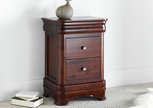 Toulouse 2 Drawer Mahogany Bedside Furniture time4sleepadmin