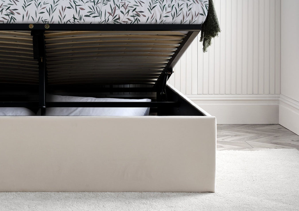 Wilson Natural Beige Upholstered Ottoman Bed Frame – Time4Sleep