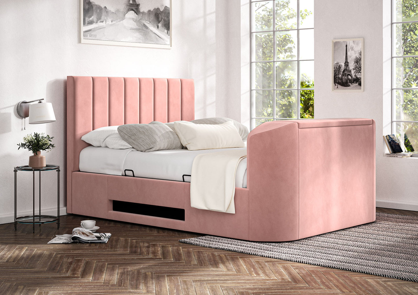 Berkley Upholstered Ottoman TV Bed - Bed Frame Only