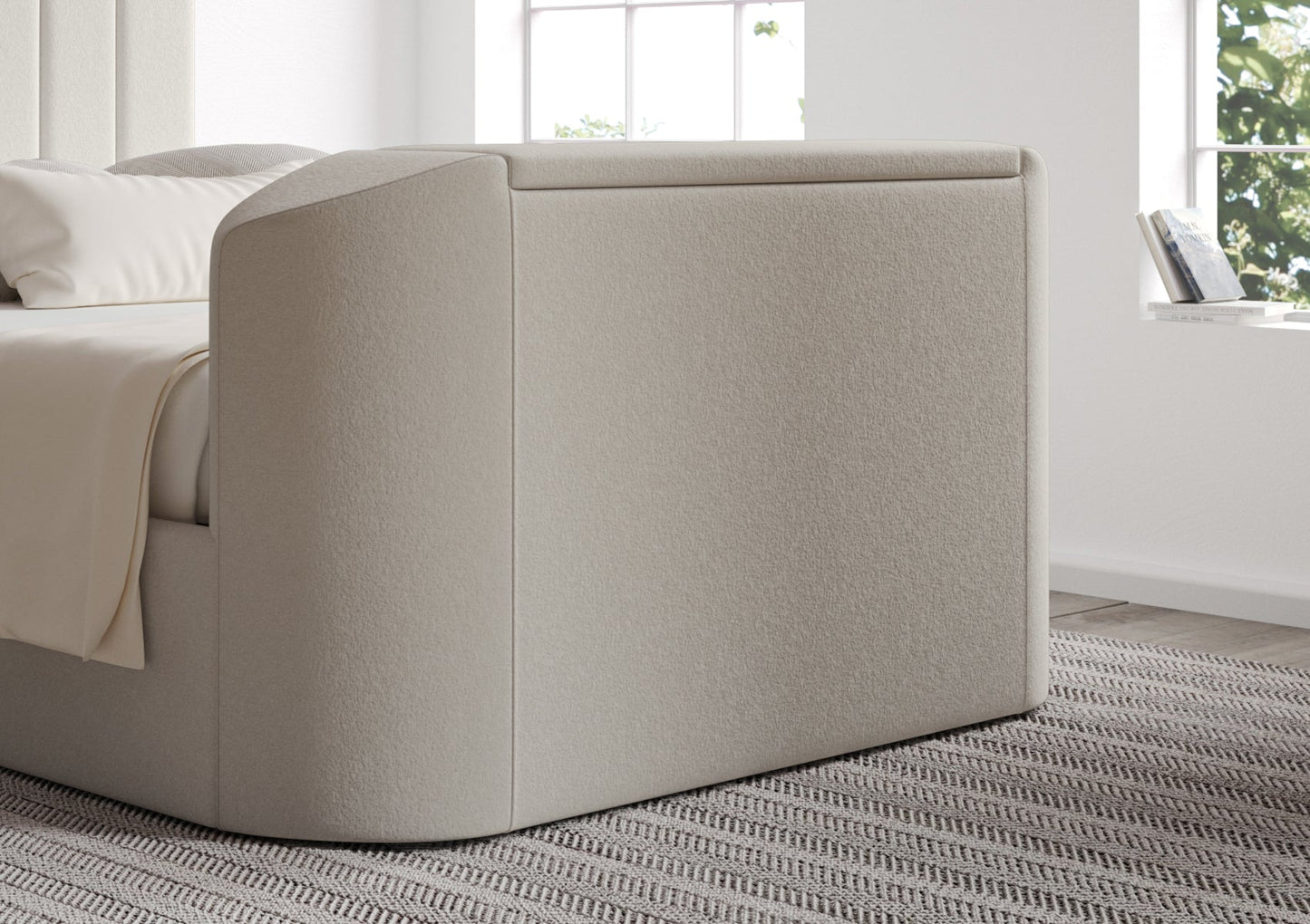Berkley Upholstered Arran Natural Ottoman TV Bed - Bed Frame Only Bed Time4Sleep Manufacturing