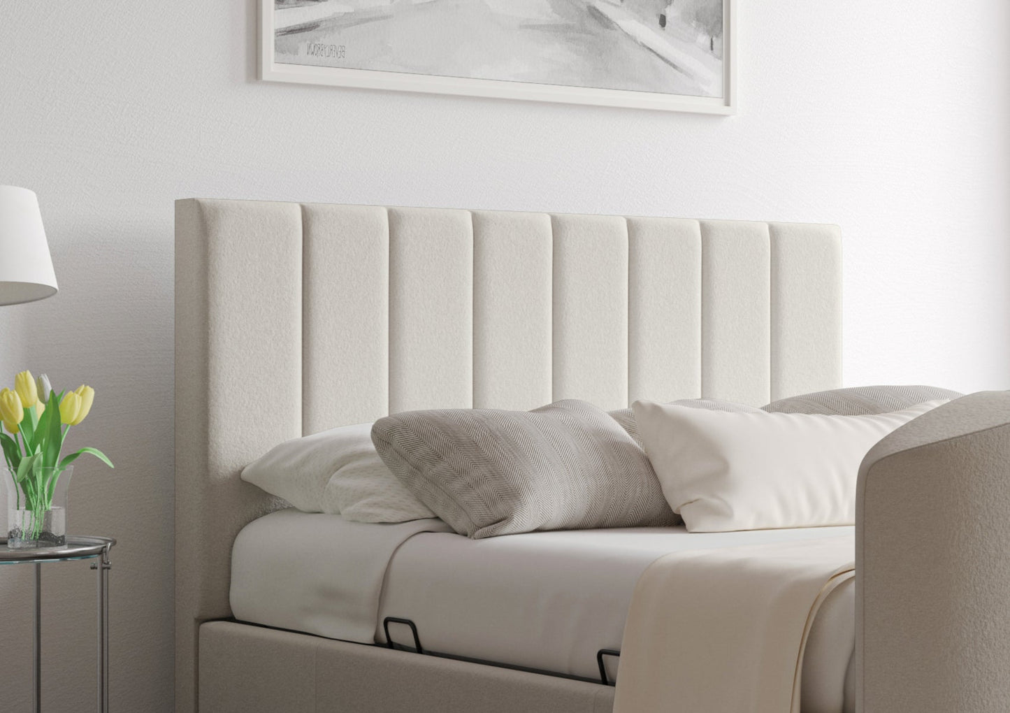 Berkley Upholstered Arran Natural Ottoman TV Bed - Bed Frame Only Bed Time4Sleep Manufacturing