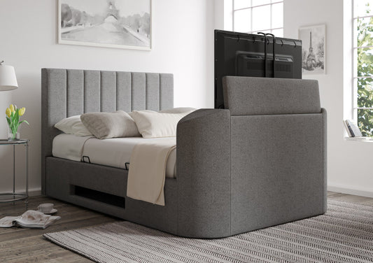 Berkley Upholstered Arran Pebble Ottoman TV Bed - Bed Frame Only Bed Time4Sleep