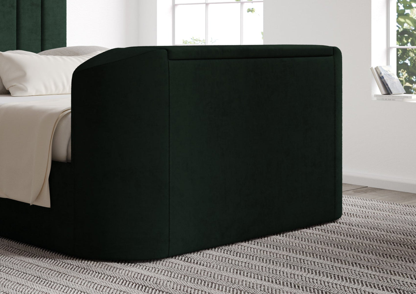 Berkley Upholstered Hugo Bottle Green Ottoman TV Bed - Bed Frame Only Bed Time4Sleep