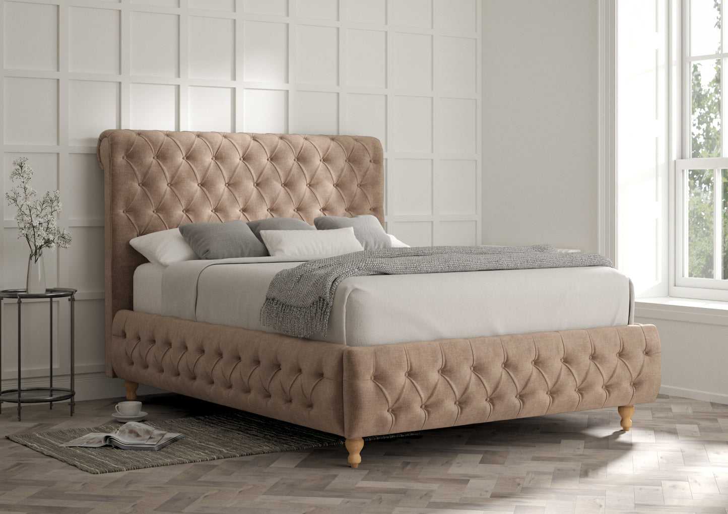Billy Upholstered Bed Frame Only Bed time4sleepadmin Double Savannah Mocha
