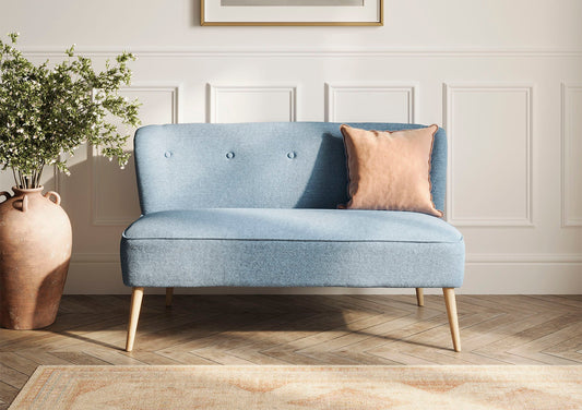 Blyth Cornflower Blue 2 Seater Upholstered Sofa Furniture LPD Furniture