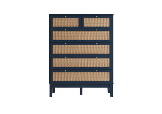 Newquay Blue Rattan 4+2 Drawer Chest Furniture time4sleepadmin