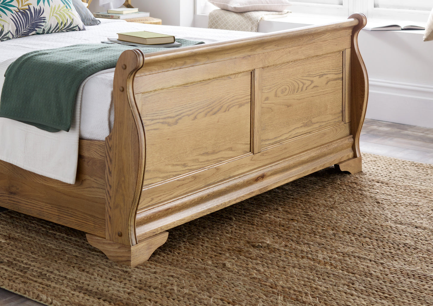Bordeaux Oak Wooden Sleigh Bed Bed time4sleepadmin