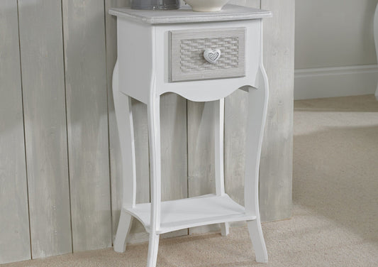 Brittany White/Grey 1 Drawer Bedside Cabinet Furniture Time4Sleep