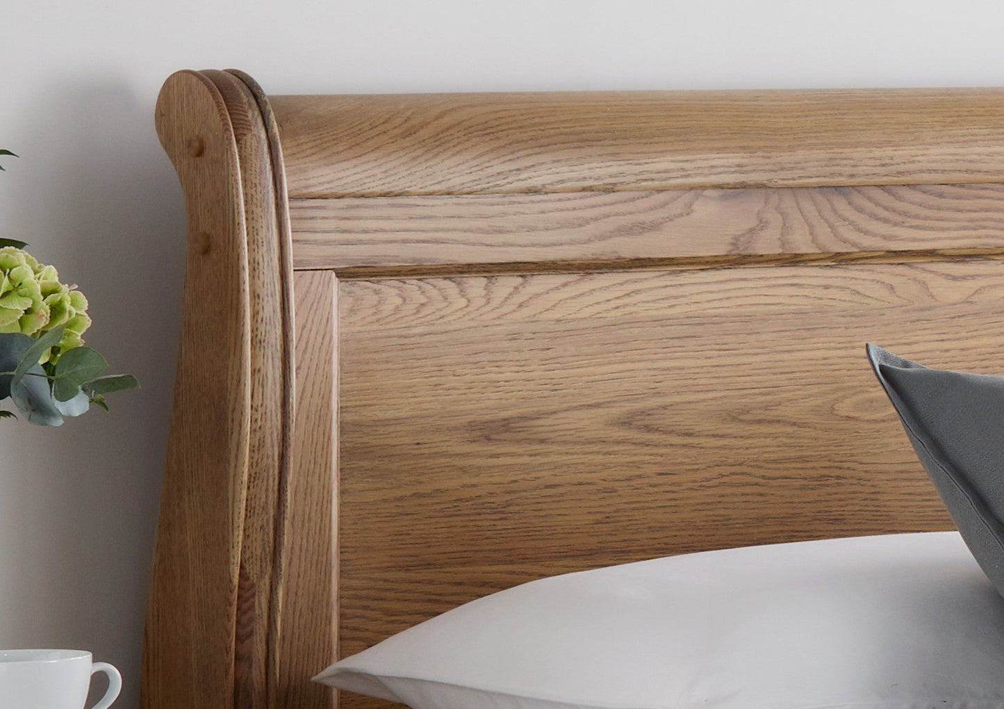 Bundle: Bordeaux Wooden Sleigh Bed - Oak - King Size Bed And Memory Pocket 1000 Hybrid King Size Mattress Bundle time4sleepadmin