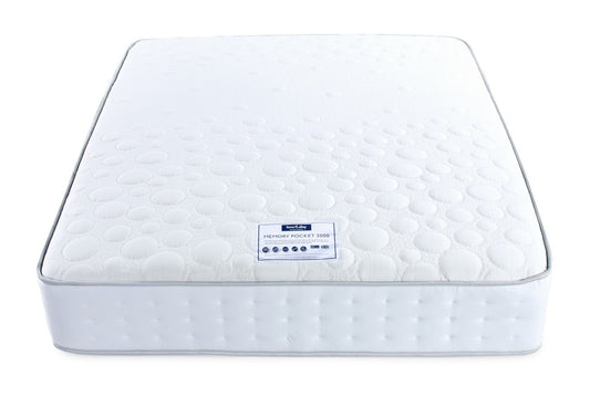 Bundle: Bromley Naples Silver Upholstered Ottoman Double Bed Frame Only, Sleep Sanctuary Memory Pocket 2000 Mattress - Double Mattress Only Bundle time4sleepadmin
