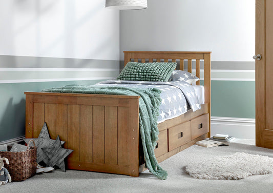 Bundle: Captain bed frame including slim flex single mattress Bundle time4sleepadmin