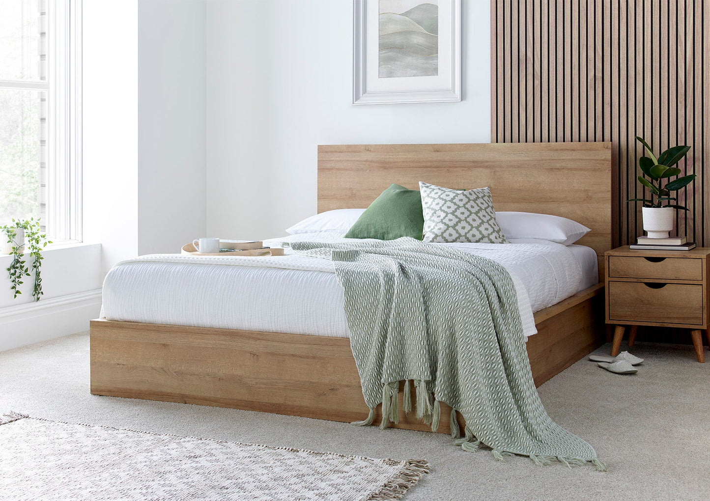 Bundle: Chicago Riviera Oak Ottoman Storage Double Bed And Memory Pocket 1000 Hybrid Double Mattress Bundle time4sleepadmin