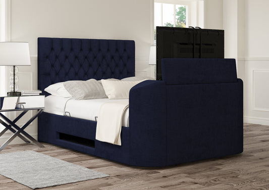 Bundle: Claridge Upholstered Hugo Royal Ottoman TV Bed - King Size Bed And Memory Pocket 1000 Hybrid King Size Mattress Bundle time4sleepadmin