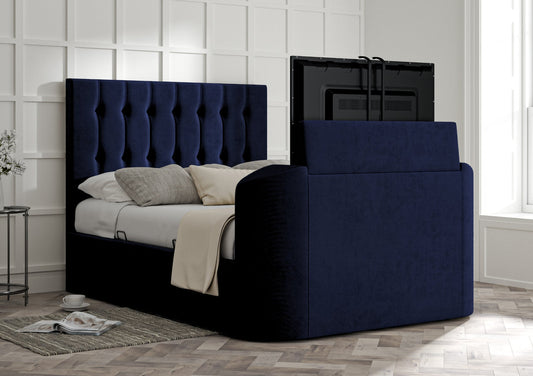 Bundle: Dorchester Upholstered Hugo Royal Ottoman TV Bed - Double Bed And Memory Pocket 2000 Hybrid Double Mattress Bundle time4sleepadmin