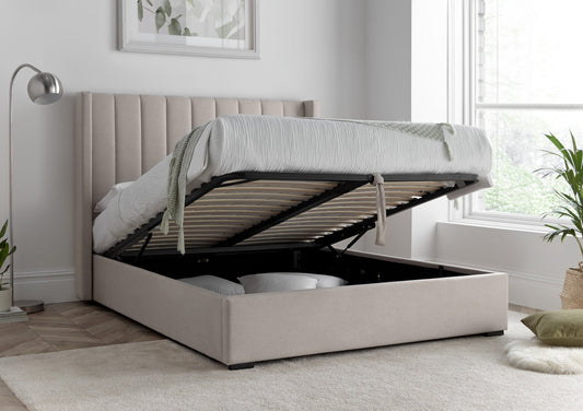 Bundle: Maya Winged Ottoman Natural - Double Bed And Memory Pocket 1000 Hybrid Double Mattress Bundle time4sleepadmin