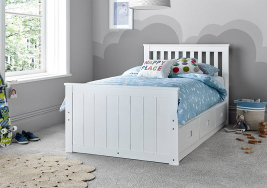 Captain White 3 Drawer Single Wooden Storage Bed Bed time4sleepadmin