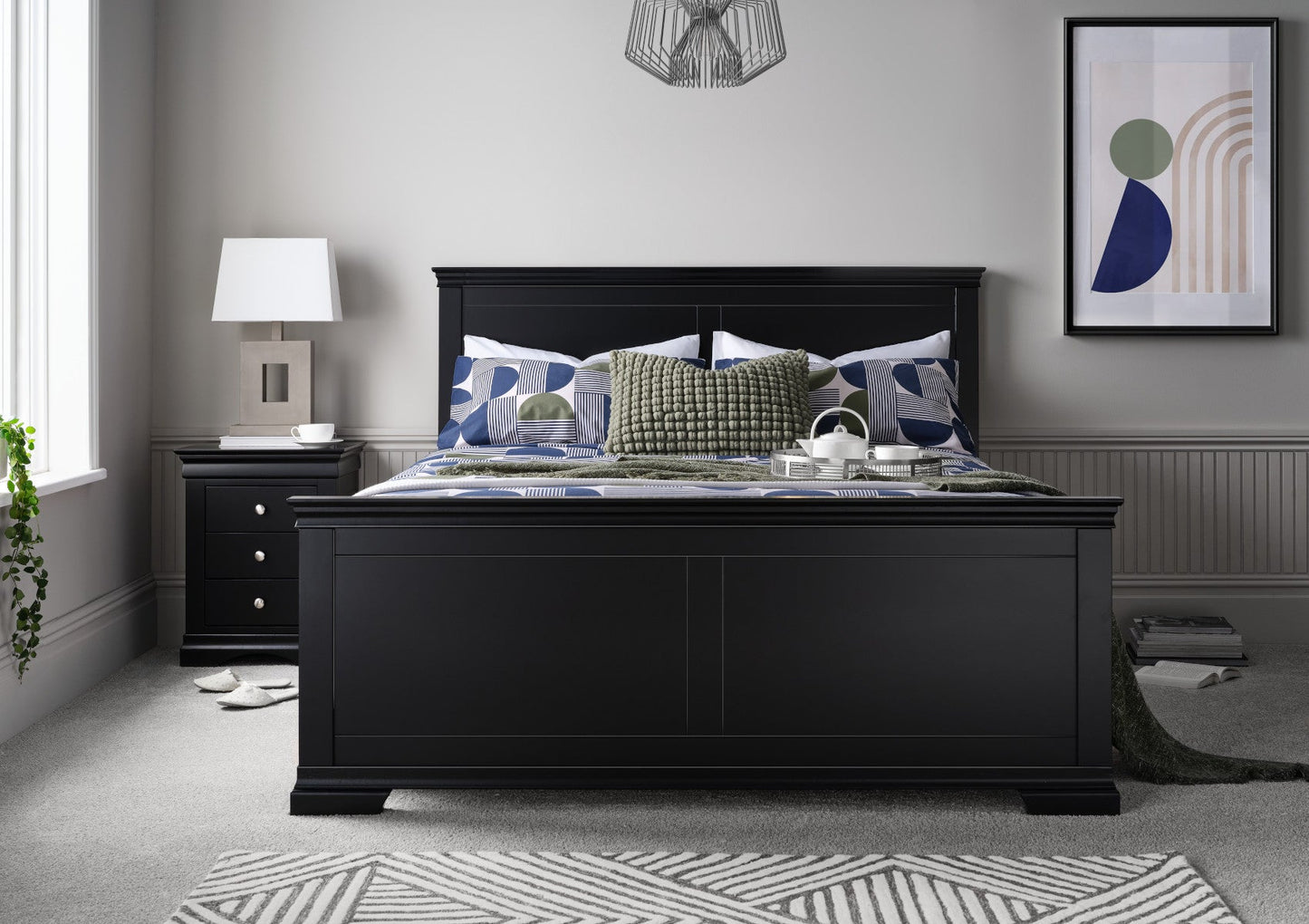 Chateaux Black Wooden Bed Frame - Bed - Time4Sleep