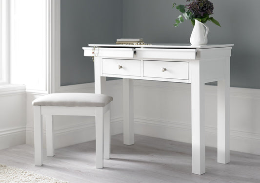 Miami 3 Drawer White and Gold Dressing Table Including Mirror Time4Sleep Miami 3 Drawer White and Gold Dressing Table Including Mirror Time4Sleep