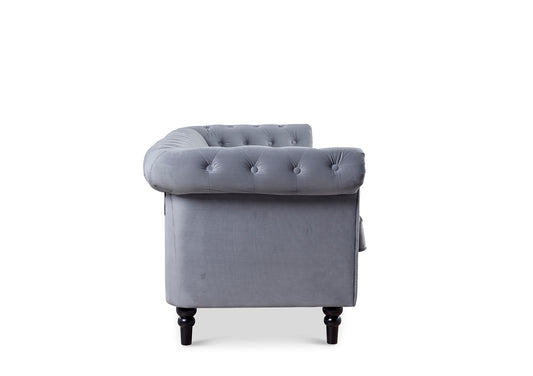 Chesterfield Grey Velvet 3 Seater Sofa Furniture time4sleepadmin