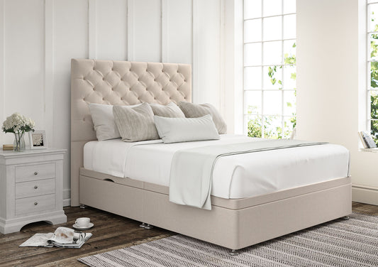 Chesterfield Upholstered Headboard and Ottoman Base Bed time4sleepadmin
