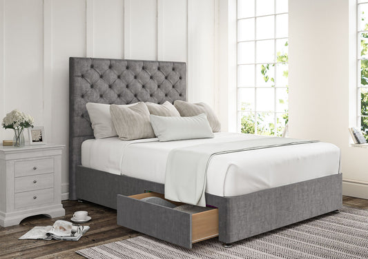 Chesterfield Upholstered Headboard and Divan Base - Bed - Time4Sleep