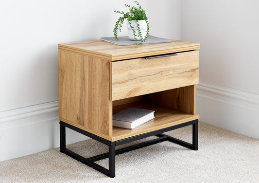PLATFORM Pair Chicago 1 Drawer Oak Finish Bedside Only Furniture time4sleepadmin
