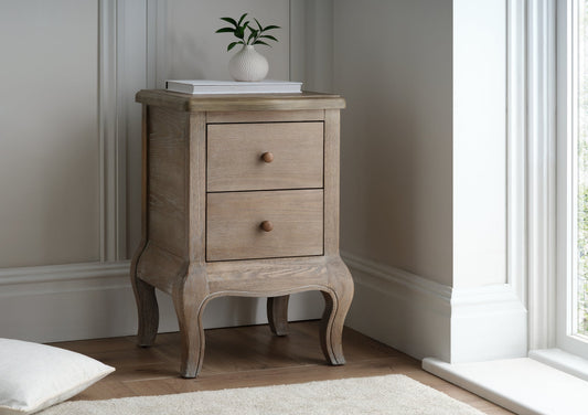 Classic French Style 2Drw Dusted Oak Finish Bedside Furniture Importas