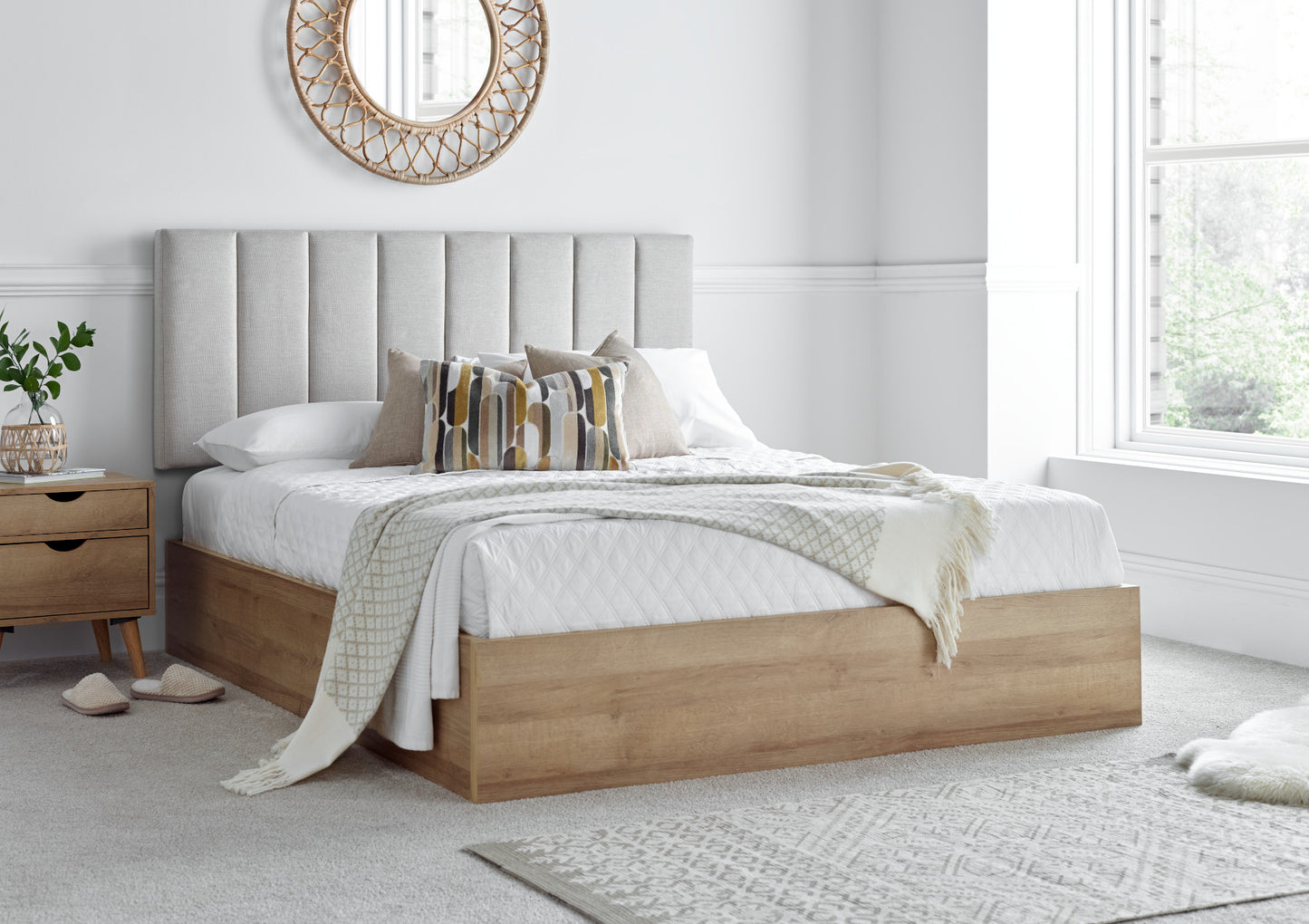 Molle Wooden Ottoman Including Off White Upholstered Headboard Bed time4sleepadmin