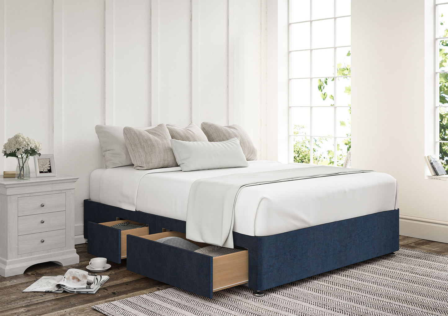 2+2 Continental Drawer Upholstered Storage Base Bed time4sleepadmin Compact Double Heritage Royal