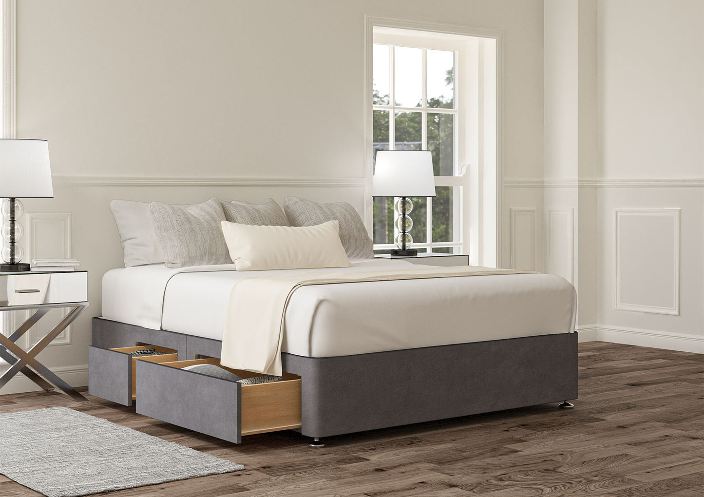 2+2 Continental Drawer Upholstered Storage Base Bed time4sleepadmin Compact Double Plush Steel