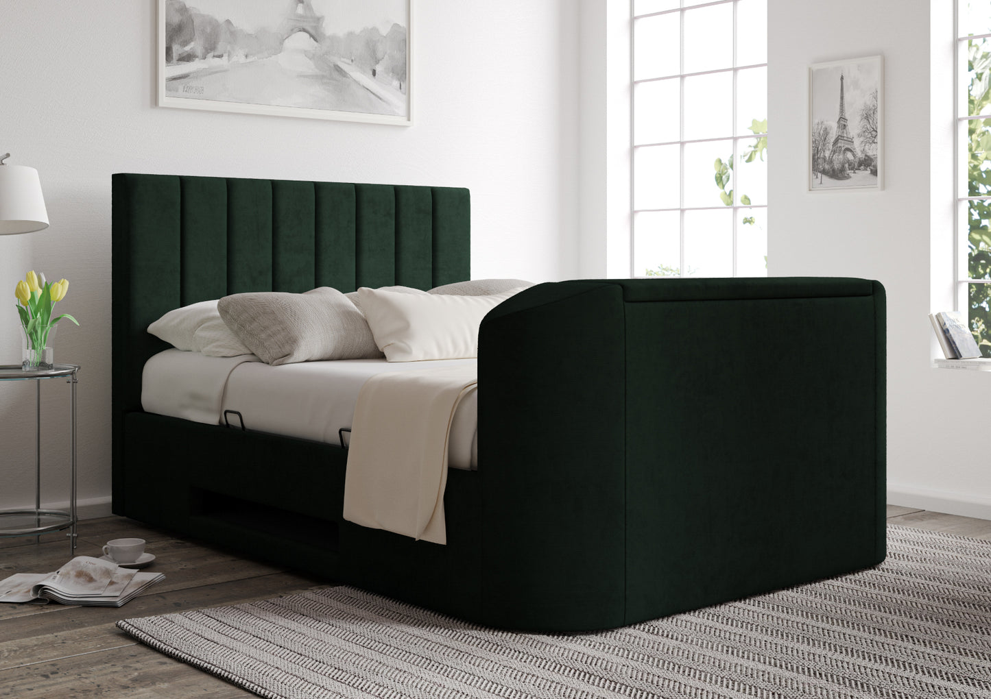 Berkley Upholstered Ottoman TV Bed - Bed Frame Only Bed time4sleepadmin