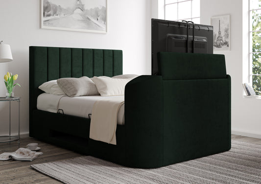 Berkley Upholstered Hugo Bottle Green Ottoman TV Bed - Bed Frame Only Bed time4sleepadmin