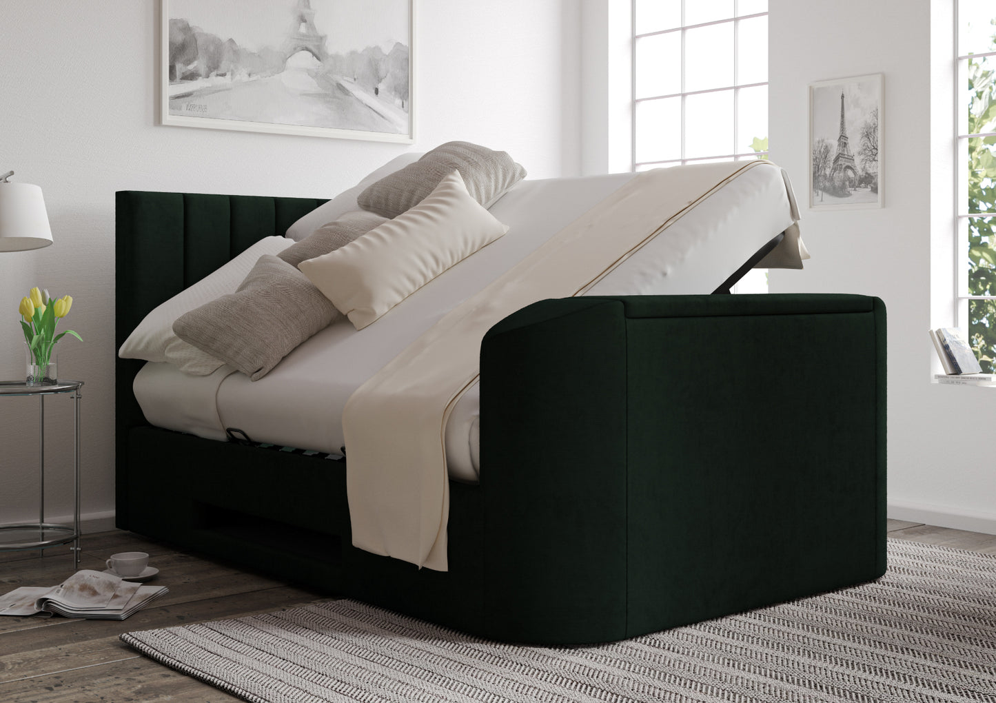Berkley Upholstered Ottoman TV Bed - Bed Frame Only Bed time4sleepadmin