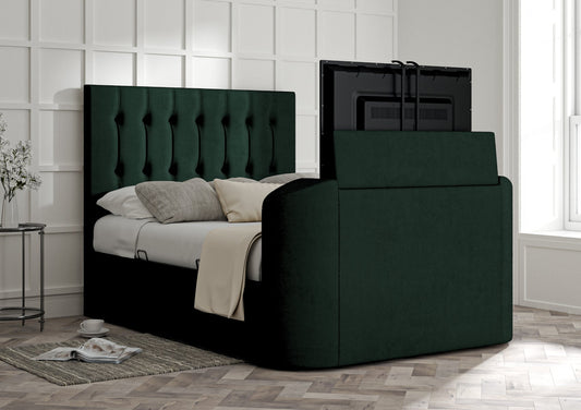 Dorchester Upholstered Hugo Bottle Green Ottoman TV Bed - Bed Frame Only Bed Time4Sleep