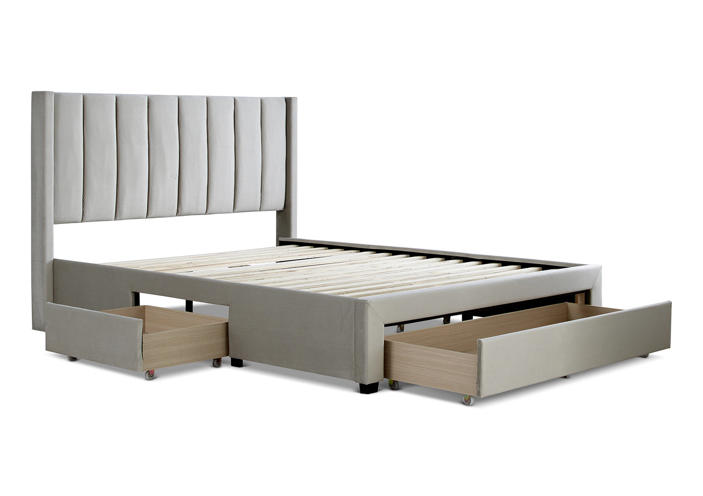 Elegance Champagne Upholstered Drawer Bed Frame Only Bed time4sleepadmin