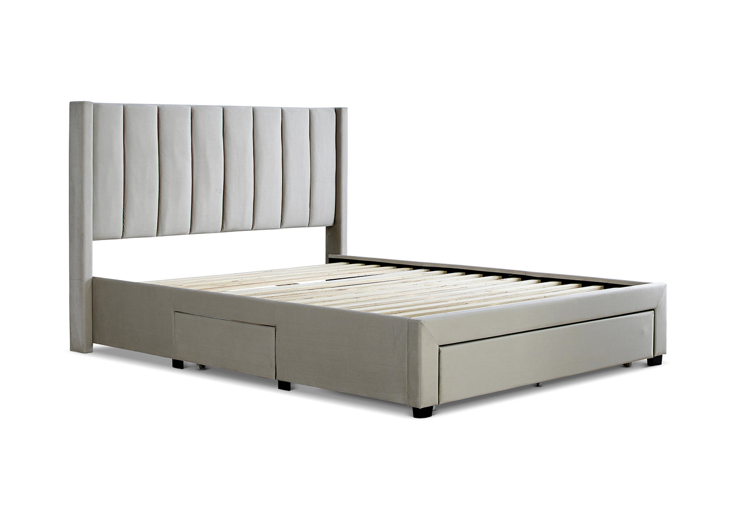 Elegance Champagne Upholstered Drawer Bed Frame Only Bed time4sleepadmin