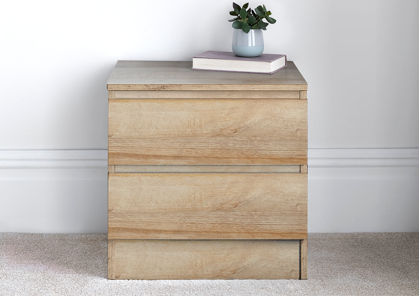 Emma 2 Drawer Oak Bedside Furniture time4sleepadmin