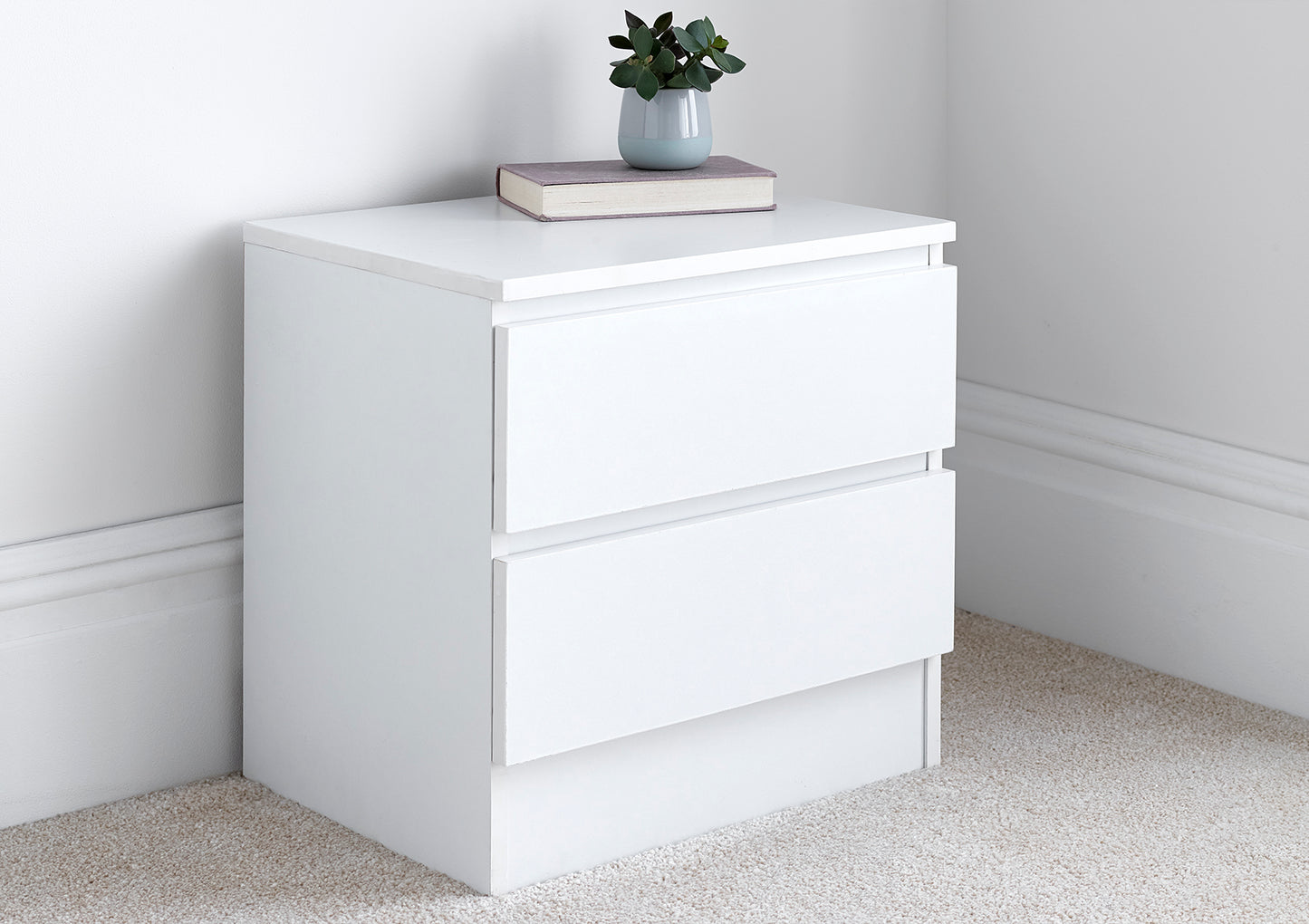 Emma 2 Drawer White Bedside Furniture time4sleepadmin