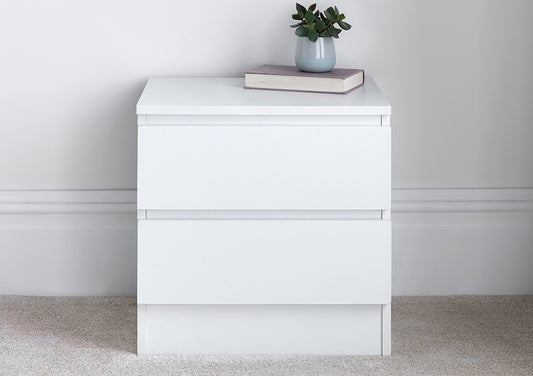 Emma 2 Drawer White Bedside Furniture time4sleepadmin