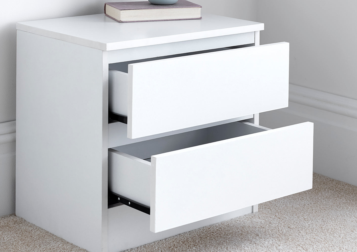 Pair Emma 2 Drawer White Bedside Furniture time4sleepadmin