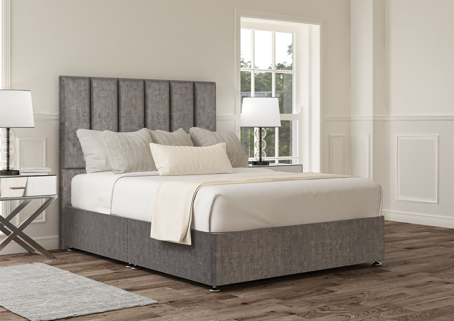 Empire Upholstered Headboard and Divan Base Bed time4sleepadmin Single Non-Storage Heritage Steel