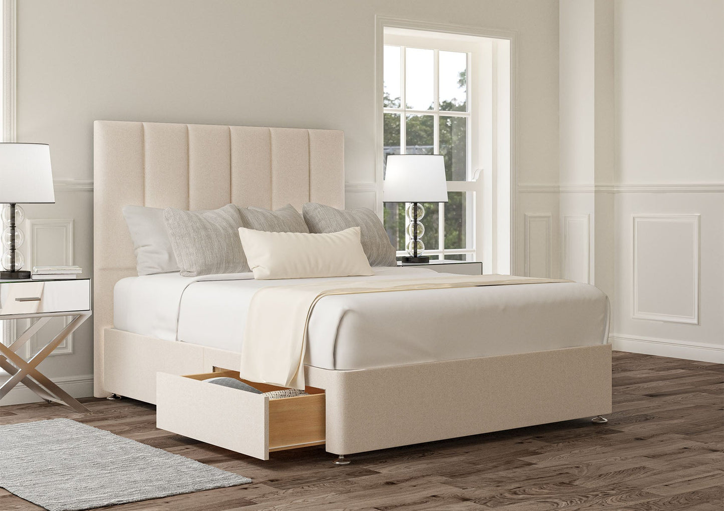 Empire Upholstered Headboard and Divan Base - Bed - Time4Sleep