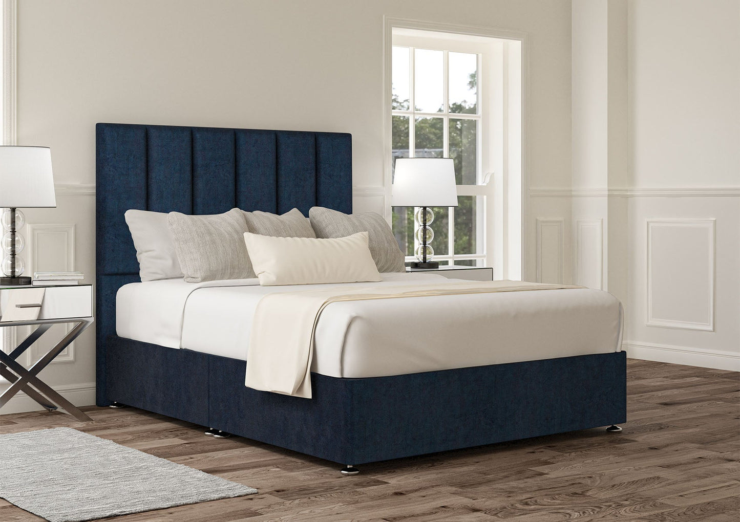 Empire Upholstered Headboard and Divan Base Bed Time4Sleep Compact Double Non-Storage Heritage Royal