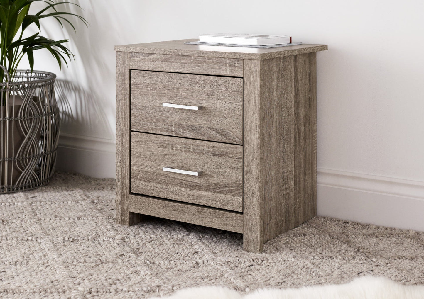 Essentials 2 Drawer Rustic Oak Bedside Furniture Time4Sleep